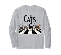 Divertente Gatto retrò Che attraversa la Musica di Strada Amante Gatto Arte Vintage Maglia a Manica