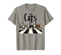 Divertente Gatto retrò Che attraversa la Musica di Strada Amante Gatto Arte Vintage Maglietta
