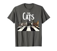 Divertente Gatto retrò Che attraversa la Musica di Strada Amante Gatto Arte Vintage Maglietta
