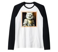 Divertente Gatto Ritratto Medievale Rinascimento Pittura a Olio Pet Maglia con Maniche Raglan