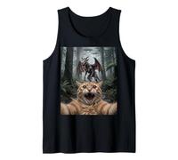 Divertente Gatto Selfie Jersey Devil UFO Forest Encounter Canotta
