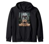 Divertente Gatto Selfie Jersey Devil UFO Forest Encounter Felpa con Cappuccio
