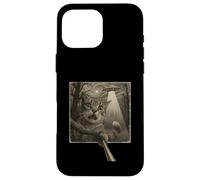 DIVERTENTE GATTO SELFIE SCI-FI CON VISITATORI ALIENI Momento spettrale Custodia per iPhone 16 Pro Max