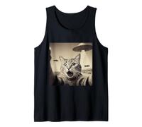 Divertente Gatto Selfie UFO UAP Alieni Craft Incontro Classico Canotta