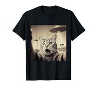 Divertente Gatto Selfie UFO UAP Alieni Craft Incontro Classico Maglietta