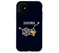 Divertente gatto serotonina scienza salute mentale umorismo molecola Custodia per iPhone 11