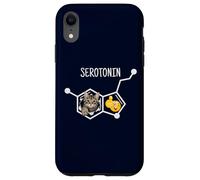Divertente gatto serotonina scienza salute mentale umorismo molecola Custodia per iPhone XR