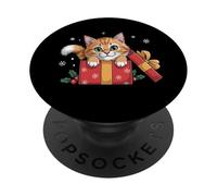 Divertente gatto soriano arancione in una scatola PopSockets PopGrip Adesivo