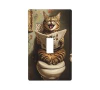 Divertente gatto soriano che ride WC interruttore luce copertura decorativa singola levetta 1 banda piastra da parete per cucina fattoria camera da letto bagno decorazione artistica