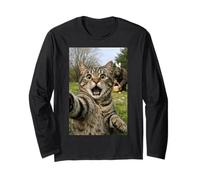 Divertente Gatto spaventato sorpreso Selfie Pasqua Sasquatch Bigfoot Maglia a Manica