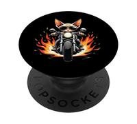 Divertente gatto Sphynx in sella a una motocicletta Design Sphynx Cat Lover PopSockets PopGrip Adesivo