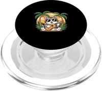 Divertente gatto spiaggia estate suonare un ukulele PopSockets PopGrip per MagSafe