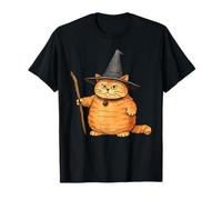 Divertente Gatto Strega Grasso Generato AI Arancione Miao Gattino Grande Maglietta