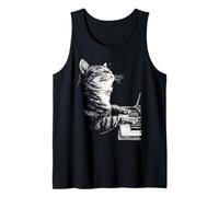 Divertente Gatto Suonando Il Pianoforte Felino Pianista Canotta