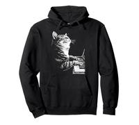 Divertente Gatto Suonando Il Pianoforte Felino Pianista Felpa con Cappuccio