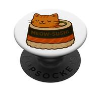 Divertente Gatto Sushi Graphic Tee Carino Anime Gatto Cibo Gioco di parole PopSockets PopGrip Adesivo