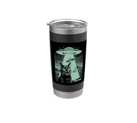Divertente gatto UFO rapimento alieno Retro Sci-Fi Meme Bicchiere termico in acciaio inox doppia parete