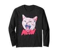 Divertente Gatto urlante Miao Punk Rock Art Sassy felino Maglia a Manica
