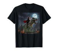 Divertente Gatto Vampiro cavalcando Un Meme Carino di Halloween T-Rex Maglietta