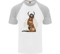 Divertente Gatto Vichingo Il Conquistatore Maglietta S/S Da Baseball Per Uomo