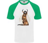 Divertente Gatto Vichingo Il Conquistatore Maglietta S/S Da Baseball Per Uomo