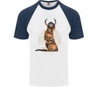 Divertente Gatto Vichingo Il Conquistatore Maglietta S/S Da Baseball Per Uomo