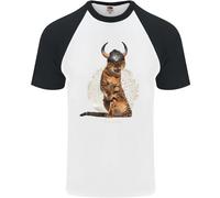 Divertente Gatto Vichingo Il Conquistatore Maglietta S/S Da Baseball Per Uomo