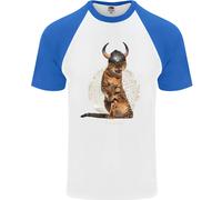 Divertente Gatto Vichingo Il Conquistatore Maglietta S/S Da Baseball Per Uomo