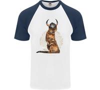 Divertente Gatto Vichingo Il Conquistatore Maglietta S/S Da Baseball Per Uomo