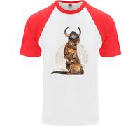 Divertente Gatto Vichingo Il Conquistatore Maglietta S/S Da Baseball Per Uomo