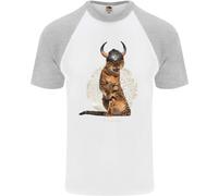 Divertente Gatto Vichingo Il Conquistatore Uomo S/S Maglietta Baseball