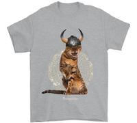 Divertente Gatto Vichingo Il Conquistatore Uomo T-Shirt 100% Cotone