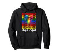Divertente Gay Pride Rainbow Flag Be Yourself They Will Adjust Felpa con Cappuccio