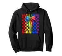Divertente Gay Pride Rainbow Flag Coquette Non può Pensare Dritto Felpa con Cappuccio