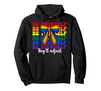 Divertente Gay Pride Rainbow Flag Girl Be Yourself They will Adjust Felpa con Cappuccio