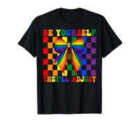 Divertente Gay Pride Rainbow Flag Girl Be Yourself They will Adjust Maglietta