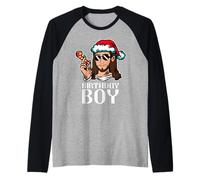 Divertente Gesù B-Day Giovane Cristiano Natale Maglia con Maniche Raglan