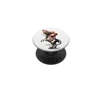 Divertente Gesù Cavalcando Raptor Storico Dinosauro Art PopSockets PopGrip Adesivo