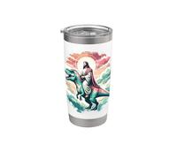 Divertente Gesù che cavalca T-Rex Dinosaur Meme Parodia per i credenti Bicchiere termico in acciaio inox doppia parete