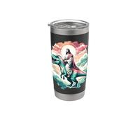 Divertente Gesù che cavalca T-Rex Dinosaur Meme Parodia per i credenti Bicchiere termico in acciaio inox doppia parete