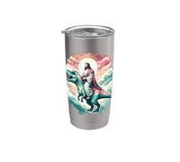 Divertente Gesù che cavalca T-Rex Dinosaur Meme Parodia per i credenti Bicchiere termico in acciaio inox doppia parete