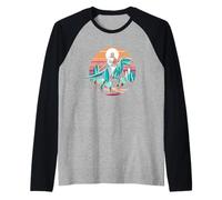 Divertente Gesù Che cavalca T-Rex Dinosaur Meme Parodia per i credenti Maglia con Maniche Raglan