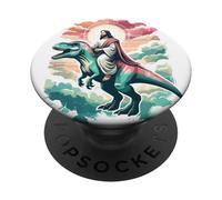 Divertente Gesù che cavalca T-Rex Dinosaur Meme Parodia per i credenti PopSockets PopGrip Adesivo