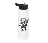 Divertente Gesù che cavalca T-Rex Dinosaur Meme Parodia per i credenti Stainless Steel Insulated Water Bottle