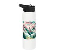 Divertente Gesù che cavalca T-Rex Dinosaur Meme Parodia per i credenti Stainless Steel Insulated Water Bottle