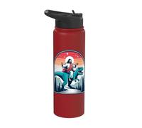 Divertente Gesù che cavalca T-Rex Dinosaur Meme Parodia per i credenti Stainless Steel Insulated Water Bottle