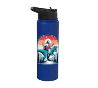 Divertente Gesù che cavalca T-Rex Dinosaur Meme Parodia per i credenti Stainless Steel Insulated Water Bottle