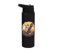 Divertente Gesù che cavalca T-Rex Dinosaur Meme Parodia per i credenti Stainless Steel Insulated Water Bottle