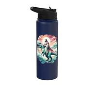 Divertente Gesù che cavalca T-Rex Dinosaur Meme Parodia per i credenti Stainless Steel Insulated Water Bottle