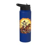 Divertente Gesù che cavalca T-Rex Dinosaur Meme Parodia per i credenti Stainless Steel Insulated Water Bottle